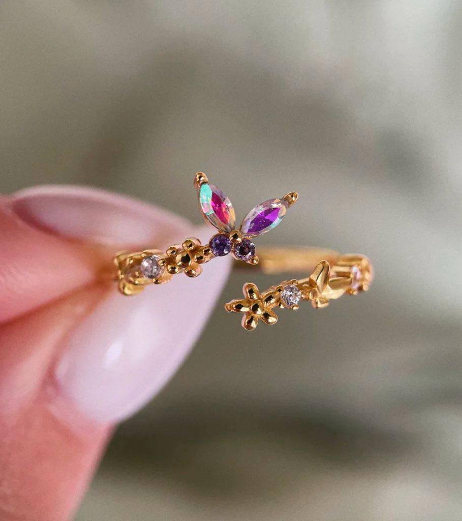 Rainbow Butterfly Ring