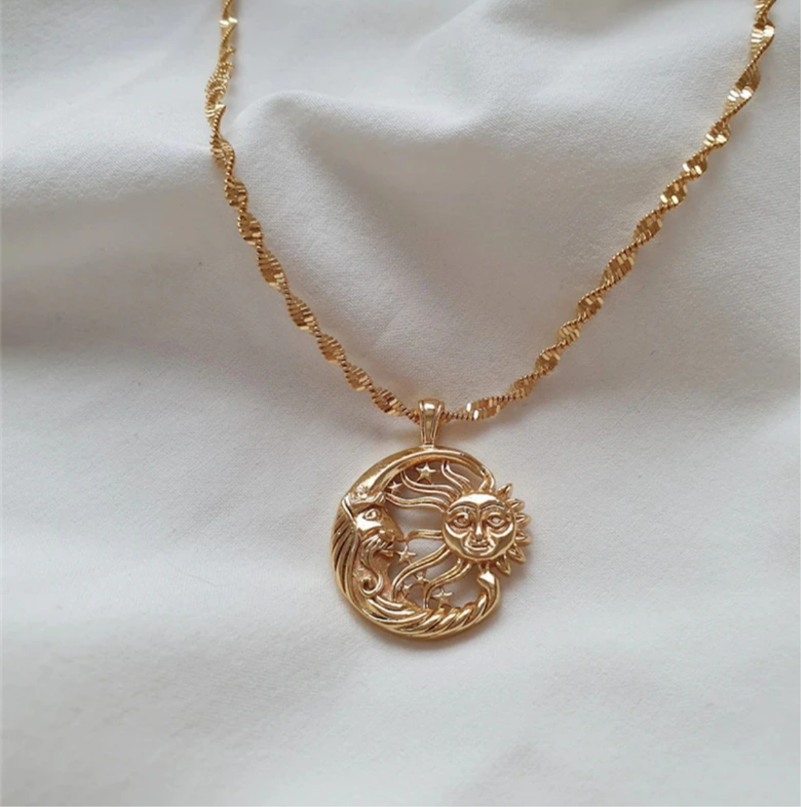 Retro Sun Moon Necklace