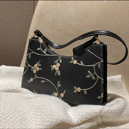 Flower Embroidered Handbag