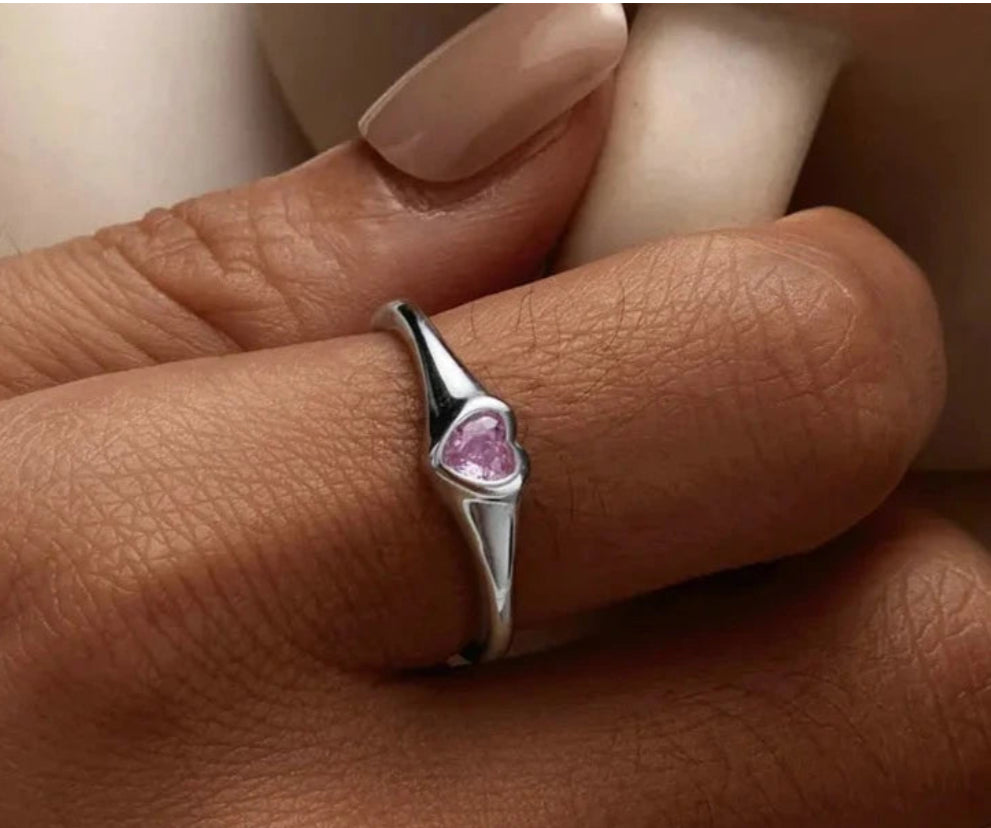 Mini Pink Heart Ring