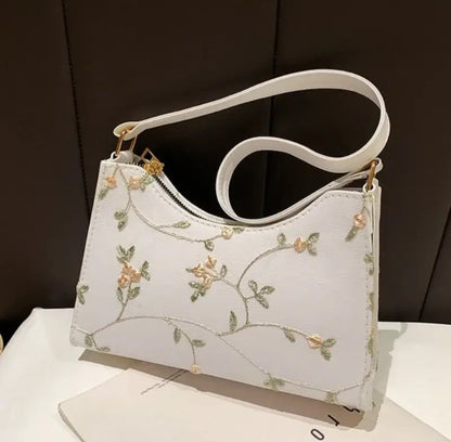 Flower Embroidered Handbag