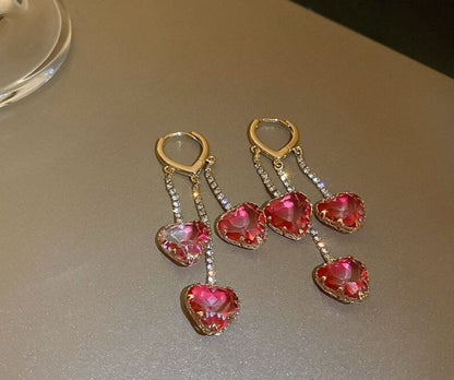 Heart Crystal Drop Earrings