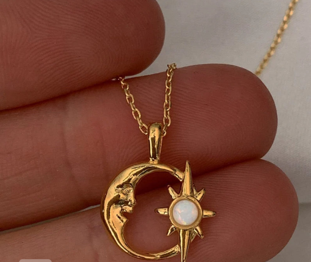 Moon and Star Necklace