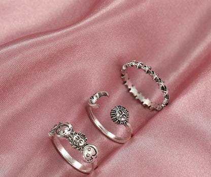 Vintage Moon and Stars Rings Set