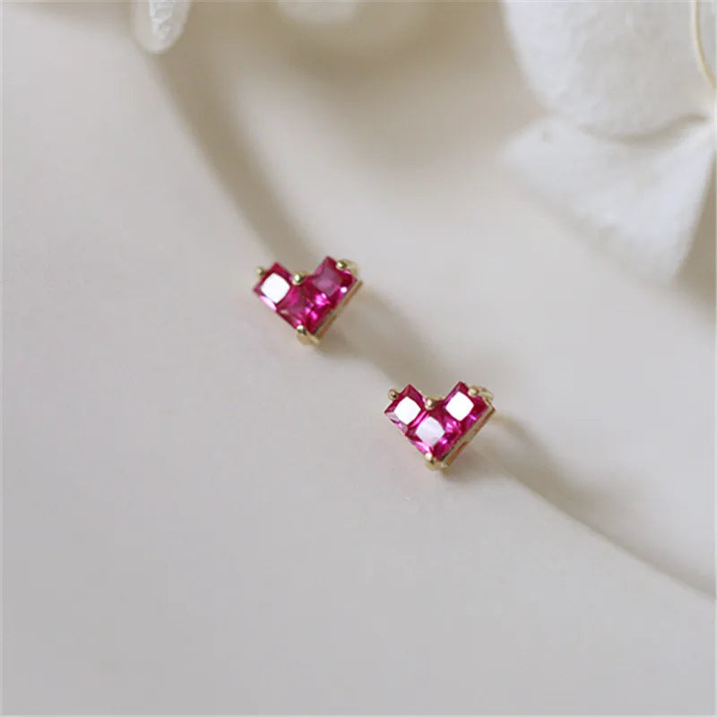 Red Heart Stud Earrings