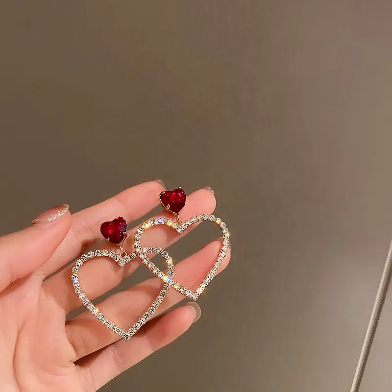 Ruby Heart Earrings