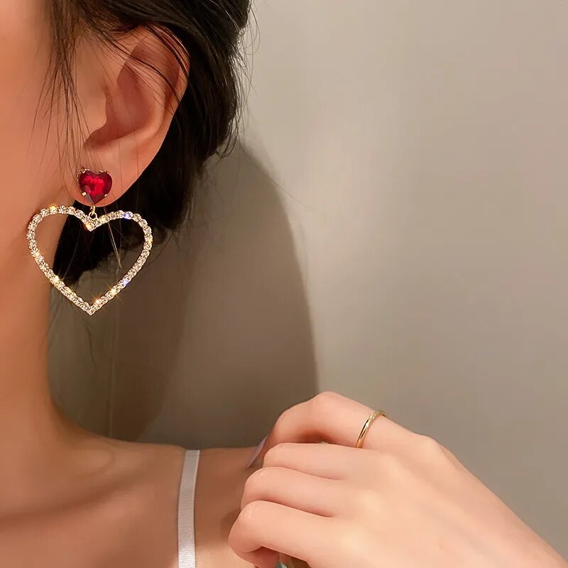 Ruby Heart Earrings