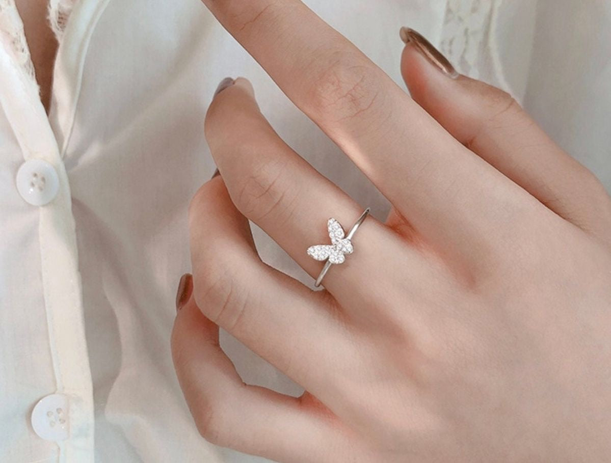 White butterfly Ring