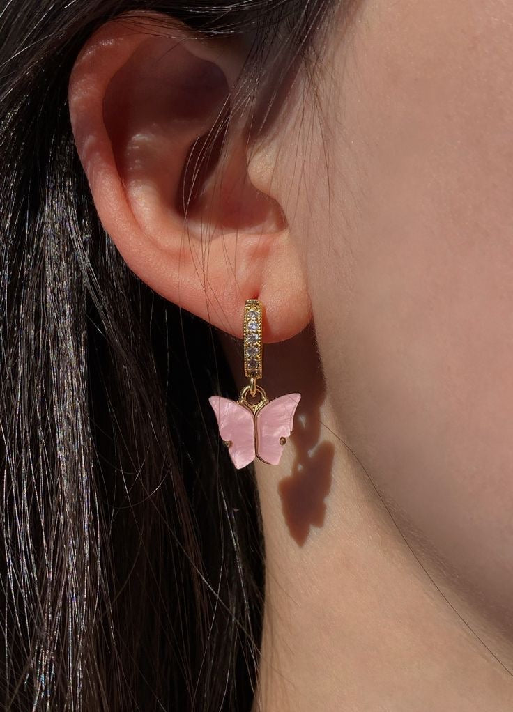 Pink Butterfly Earrings