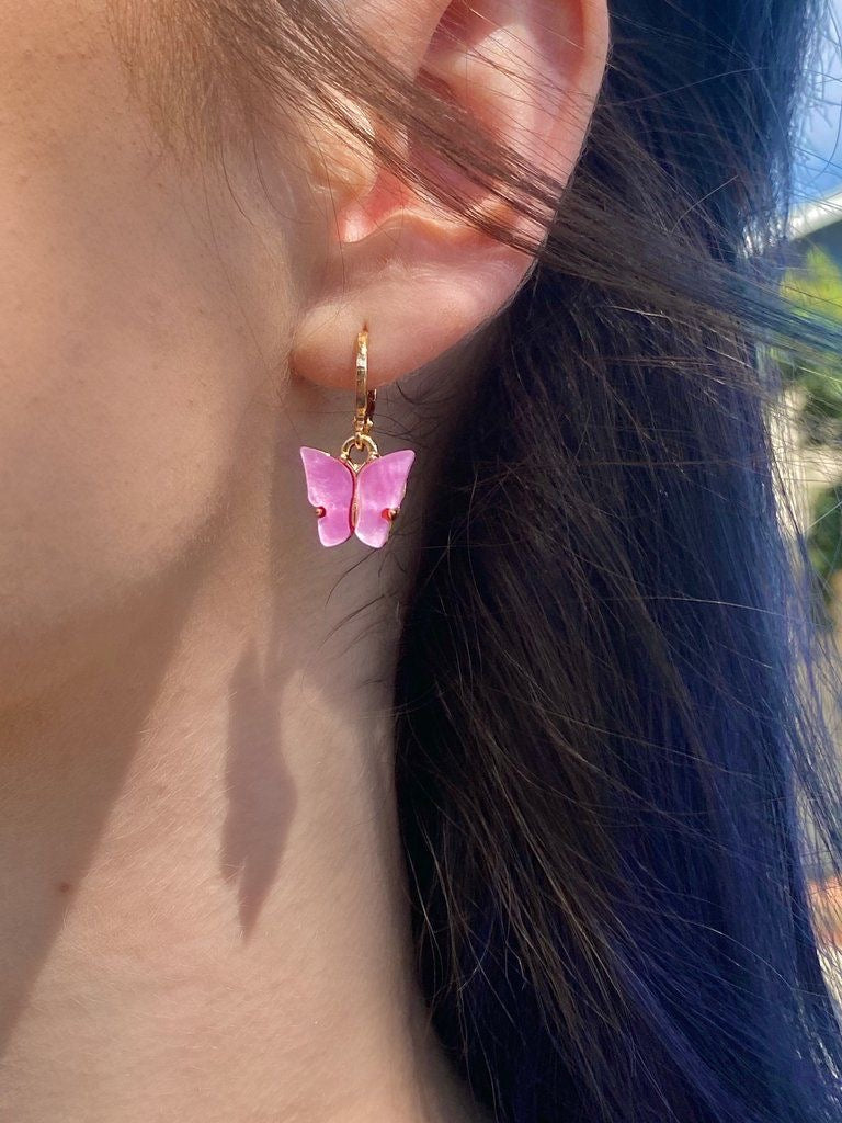 Pink Butterfly Earrings