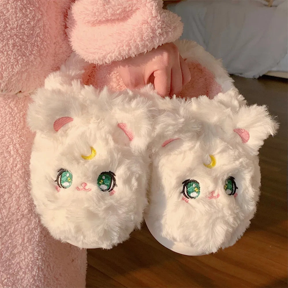 Fluffy Kitty Cotton Slippers