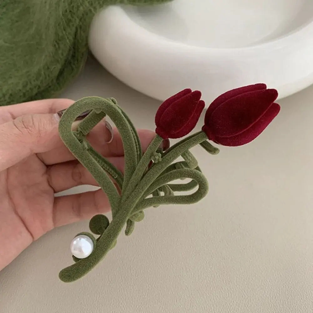 Red Tulip Hair Claw Clip