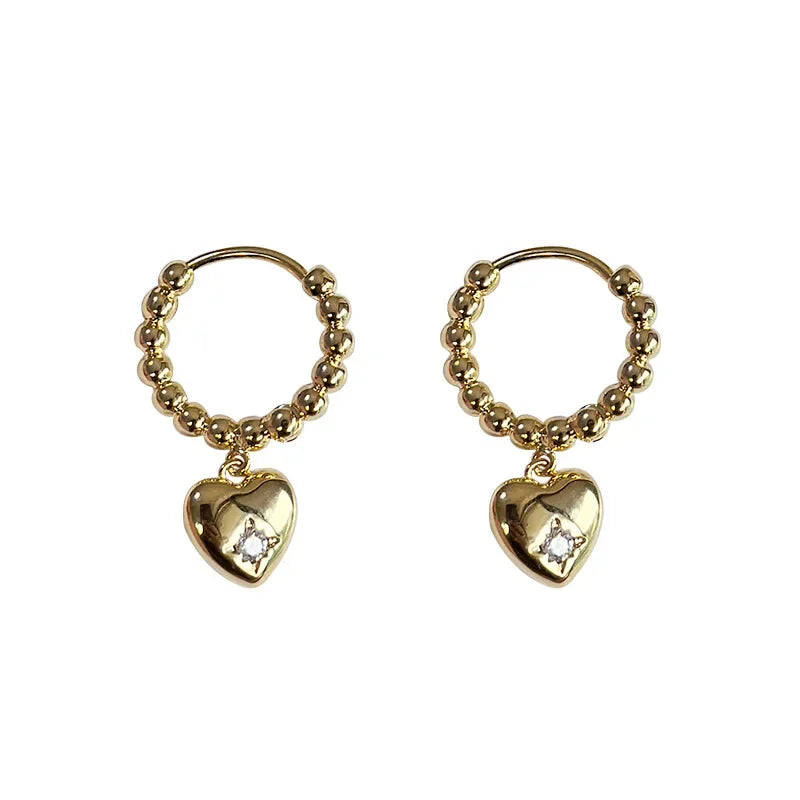 Bead Heart Hoop Earrings