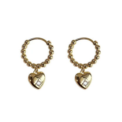 Bead Heart Hoop Earrings