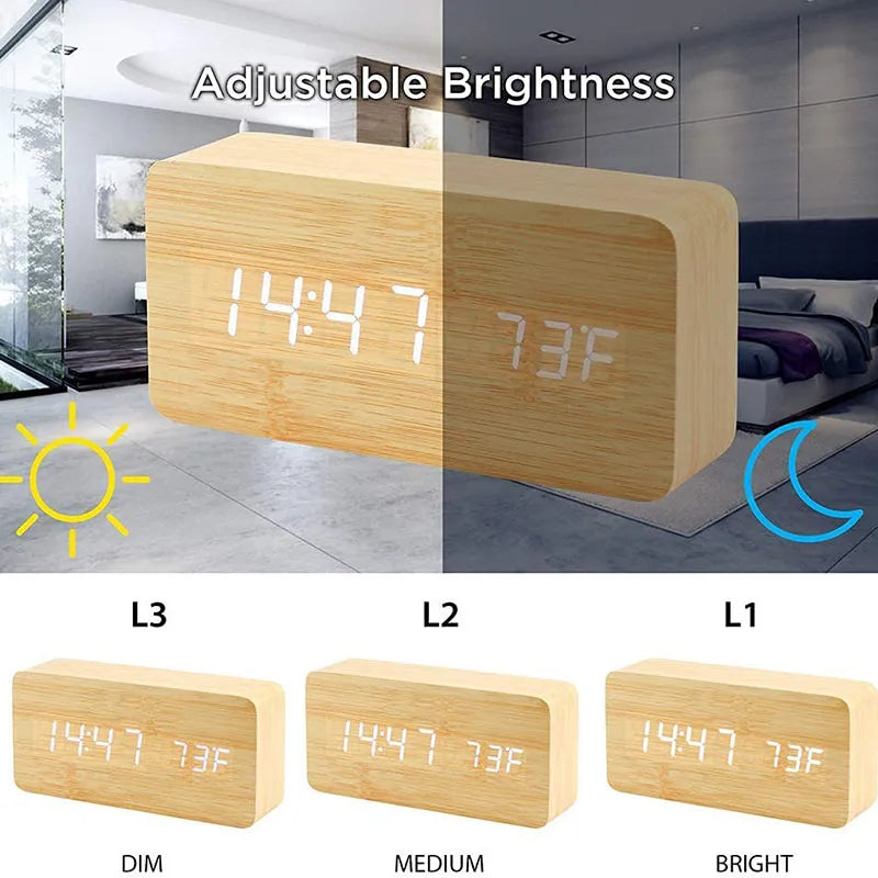 Wooden Digital Alarm Clock