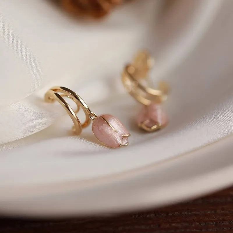 Pink Tulip Earrings