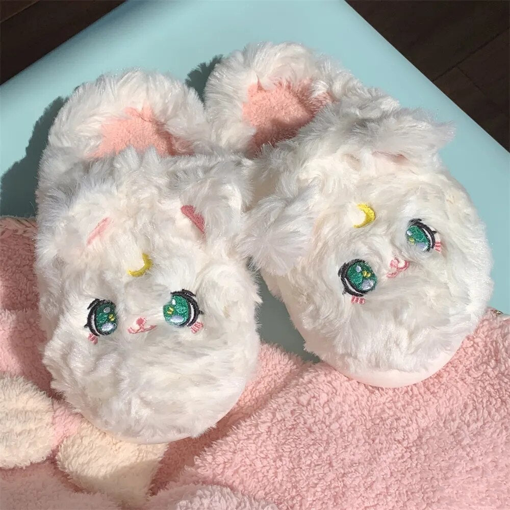 Fluffy Kitty Cotton Slippers