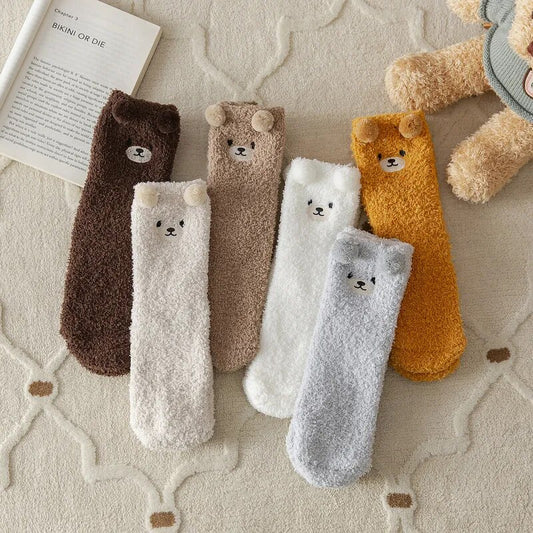 Cute Bear Fuzzy Socks