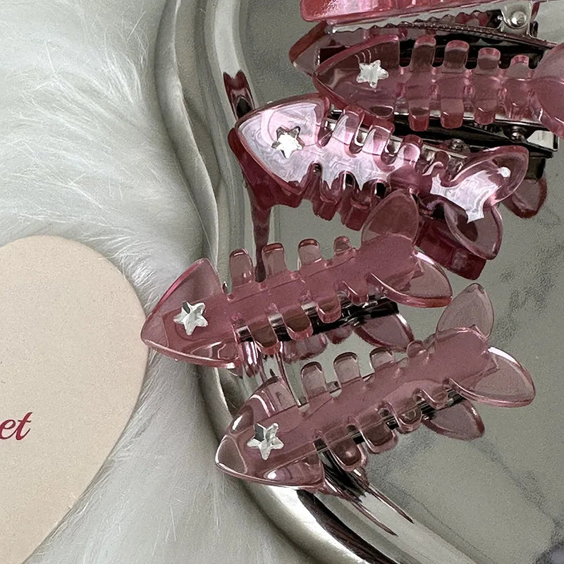 Cute Pink Fishbone Hairpin