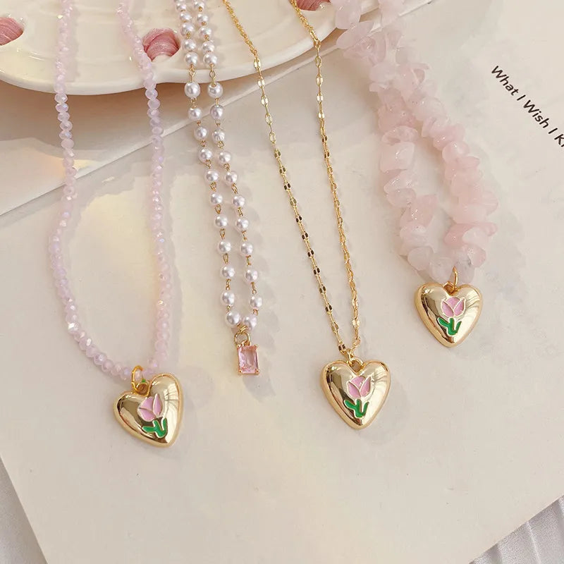 Tulip Heart Necklaces