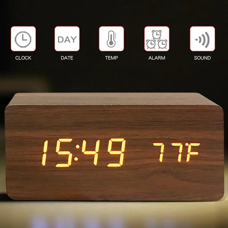 Wooden Digital Alarm Clock