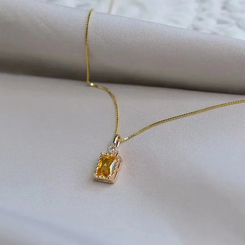 Square Citrine Necklace