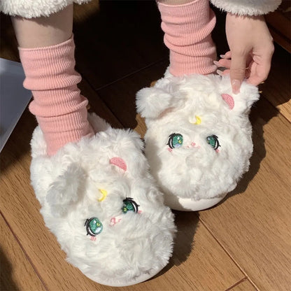 Fluffy Kitty Cotton Slippers