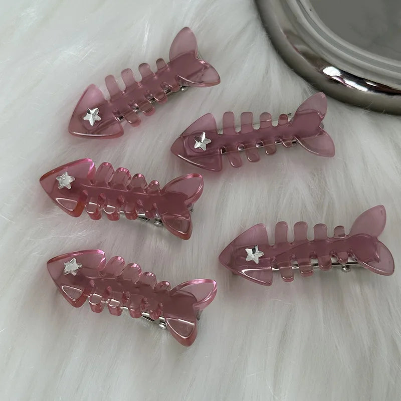 Cute Pink Fishbone Hairpin